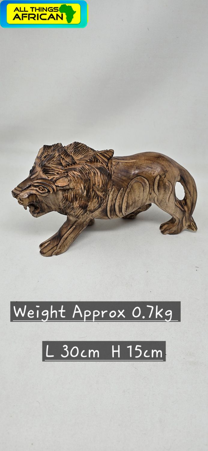 Hand-Carved Lion Statue – Unique African Gift for Lion Lovers