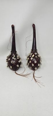 Cowrie Shell Gourd Shakers (11&quot;/28cm length) - Yazadi