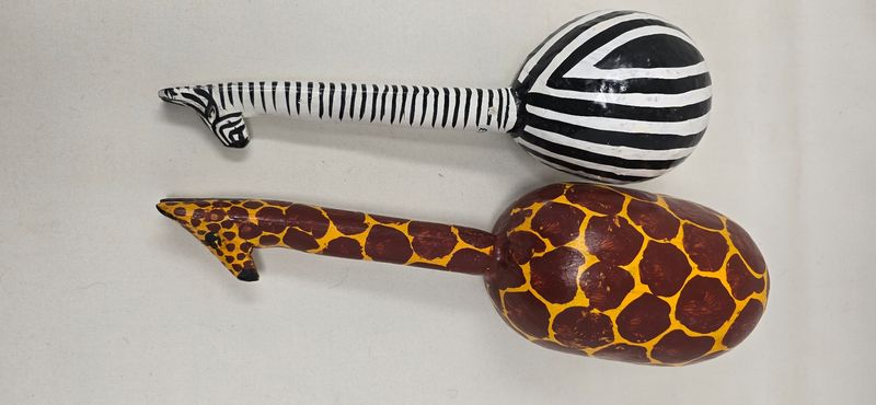 Gourd Shakers  Zebra - 28cm length,  Giraffe 32cm -  Karela