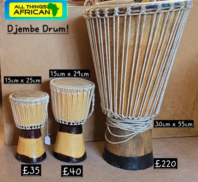 Authentic Hand-Carved African Djembe Drum – 3 Sizes Available