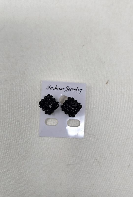 Handbeaded Stud Earrings  - Tilo - Black