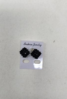 Handbeaded Stud Earrings  - Tilo - Black