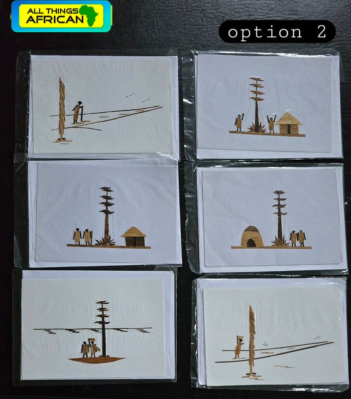 Handcrafted Banana Bark Greetings Cards - Lot of 6 - Option 2