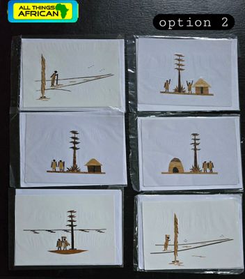 Handcrafted Banana Bark Greetings Cards - Lot of 6 - Option 2