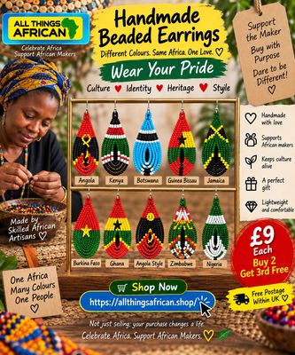 Handmade African Flag Inspired Beaded Earrings | Cultural Statement Jewellery | All Things African- Majilo