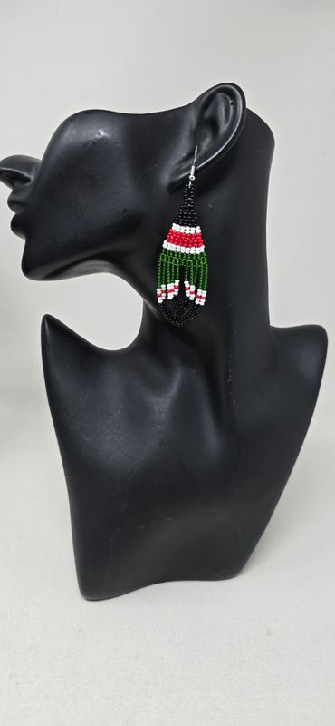 Kenya Flag Handmade Beaded Earrings | Celebrate Kenyan Pride and Support African Maker - Kanta