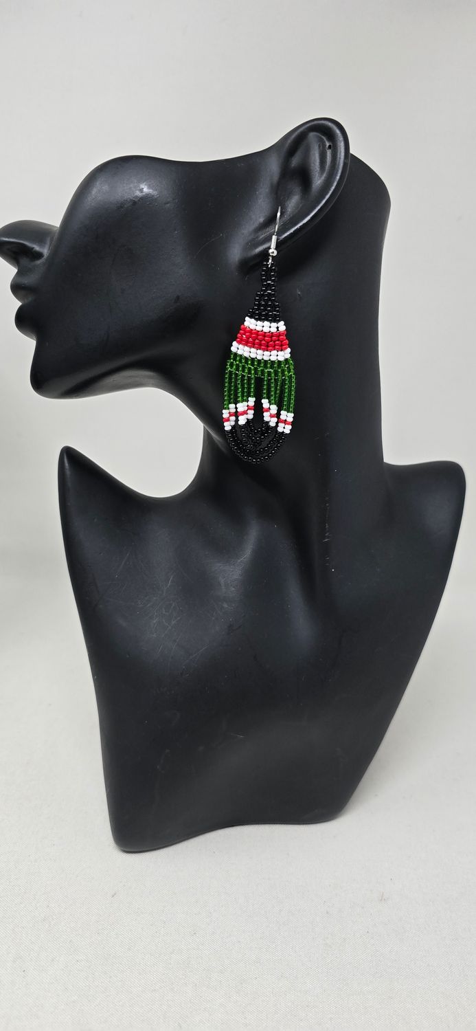 Kenya Flag Handmade Beaded Earrings | Celebrate Kenyan Pride and Support African Maker - Kanta