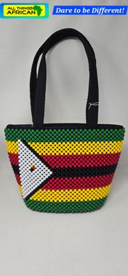 Hand Beaded Zimbabwe Flag Bag