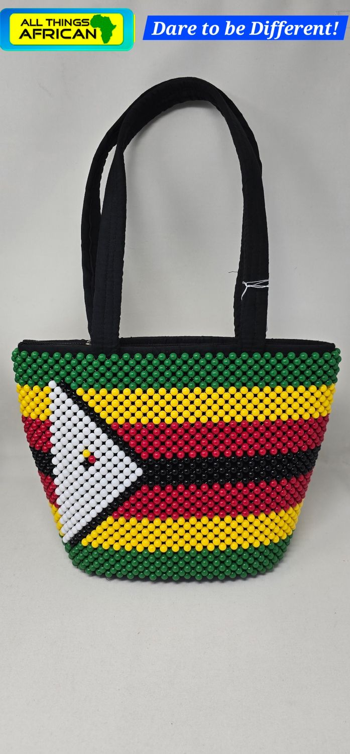 Hand Beaded Zimbabwe Flag Bag