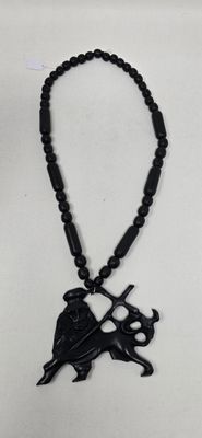 Necklace Natural Ebony Wood with Lion of Judah  Pendant