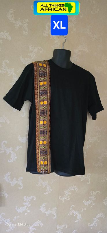 Handmade African Print Men's T-Shirt – Black | XL and 2XL| Ethically Made | Free UK Postage - Faraja