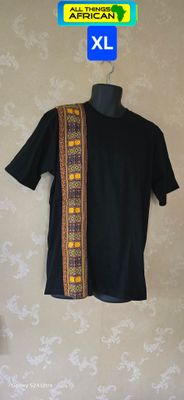 Handmade African Print Men's T-Shirt – Black | XL and 2XL| Ethically Made | Free UK Postage - Faraja