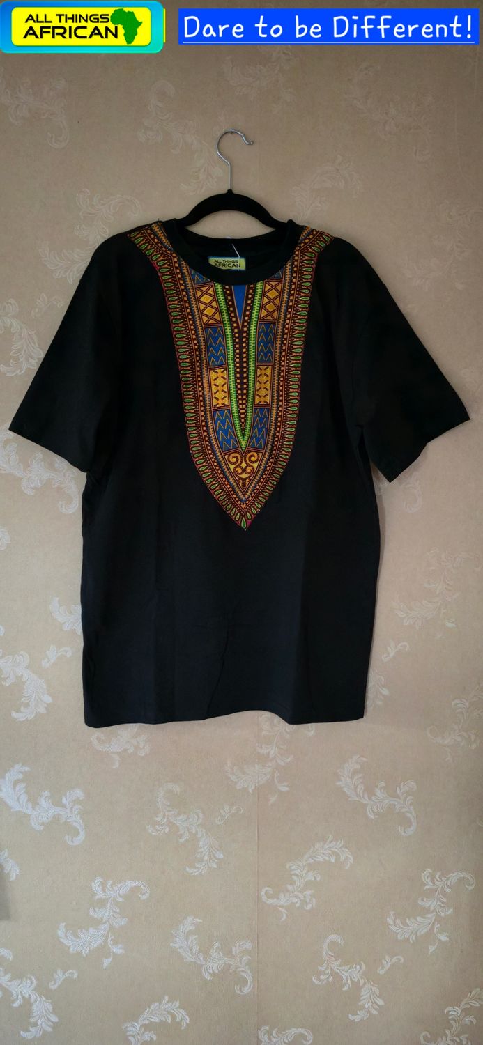 Authentic African Art T-Shirt - Black-Unisex- XL - Kachesa