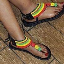 Gladiator Style Hand Beaded Leather Sandals