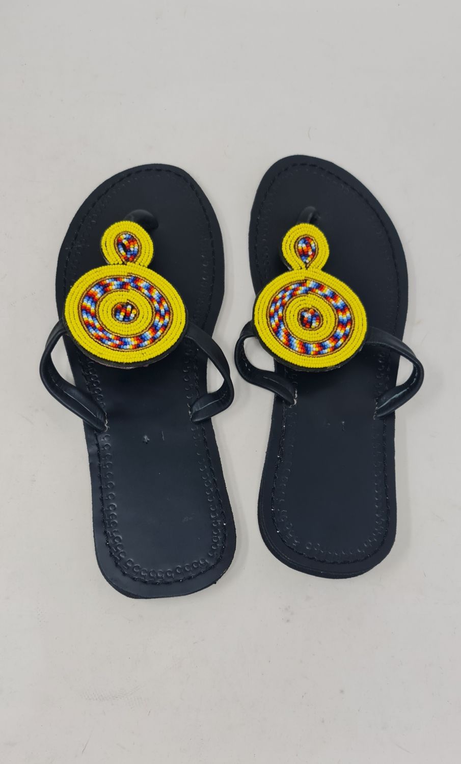 Beaded Leather Sandals  - Size 38 39 40 41