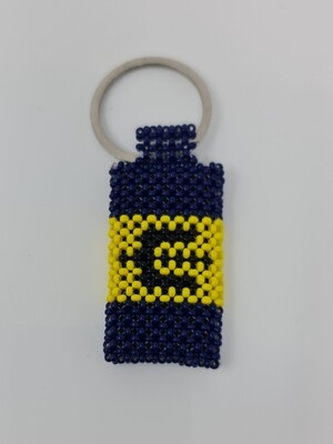 Hand Beaded Keyring - Barbados Flag