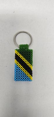 Hand Beaded Keyring - Tanzanian Flag