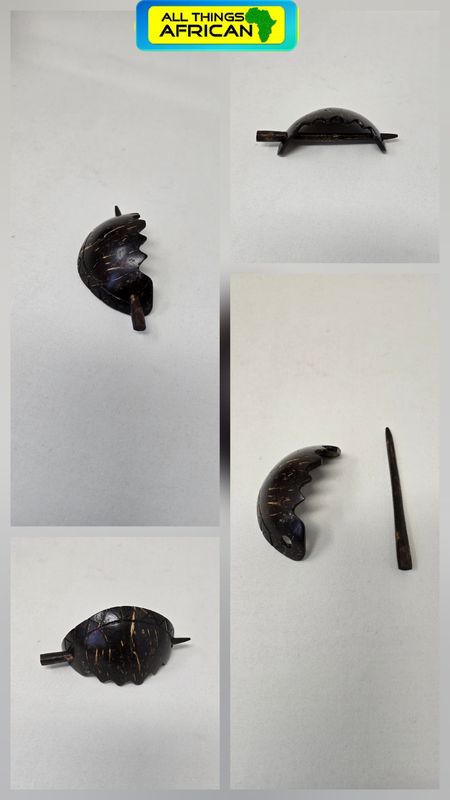 Handmade Coconut Shell Hair Clip – Natural African Artisan Hair Accessory