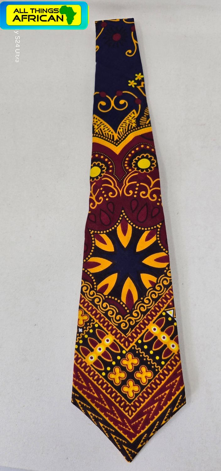 Golden Heritage African Print Tie – Handmade Statement Neckwear