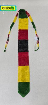 Rasta Colours African Beaded Tie – Handmade in Tanzania 🇹🇿