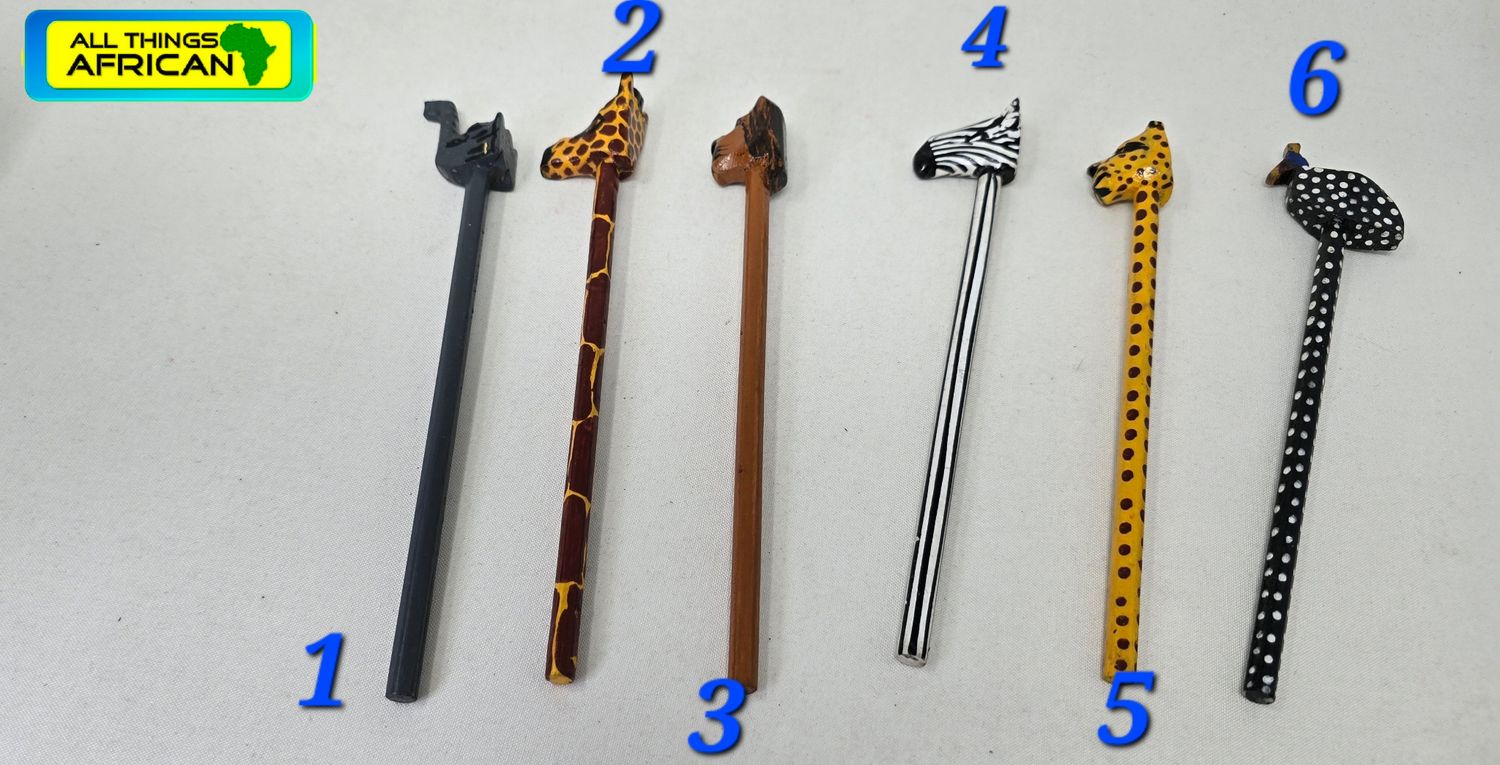 Hand-Painted African Animal Wooden Pencils ✏️🌍