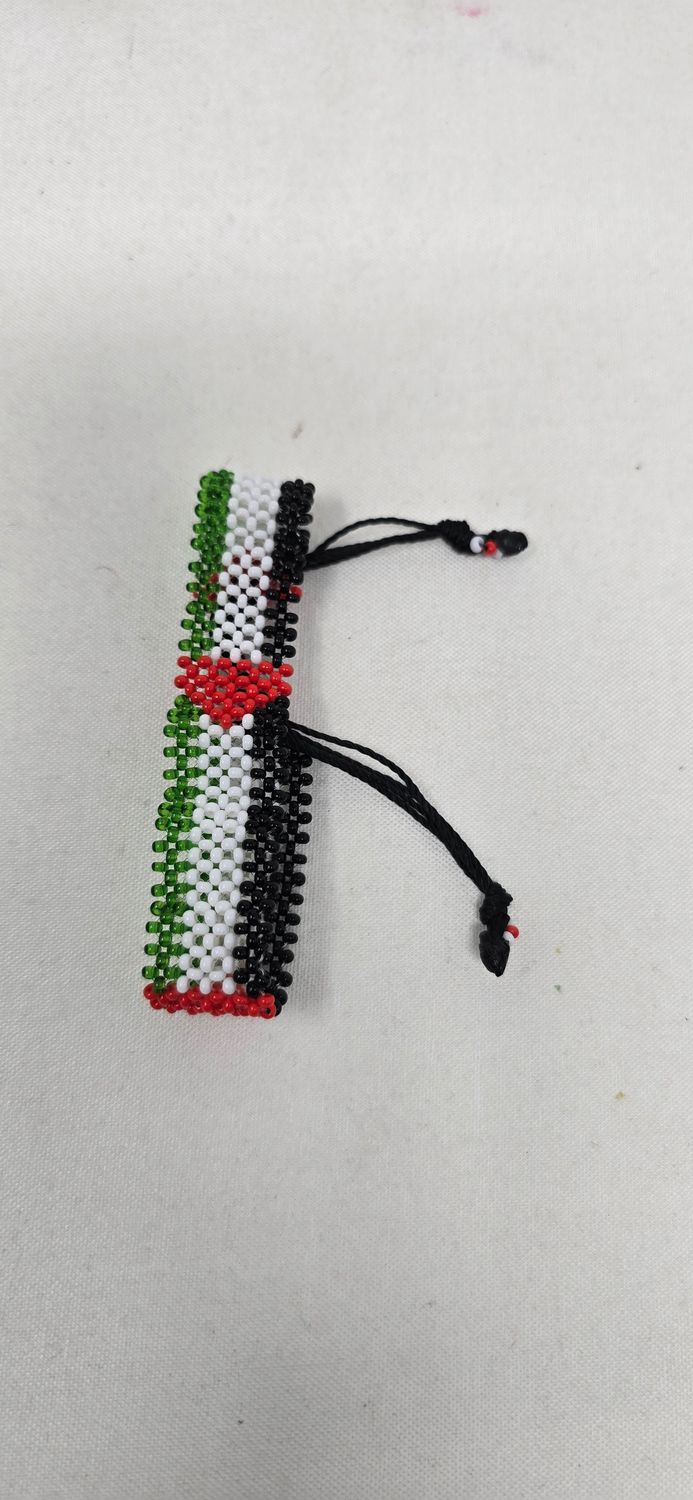 🇵🇸 Palestine Solidarity Beaded Bracelet – Adjustable | Handmade with Purpose