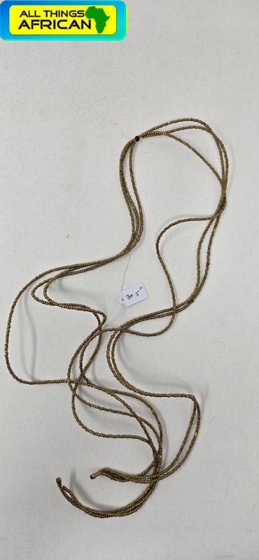 Gold Metalic 3in1 Handbeaded African Waist Beads - 39.5" - Tati