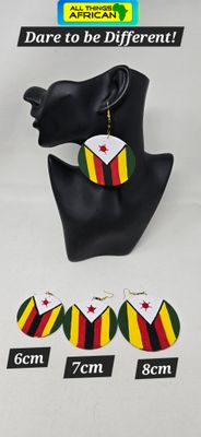 Zimbabwe Flag Statement Earrings – Handmade African Pride Jewellery