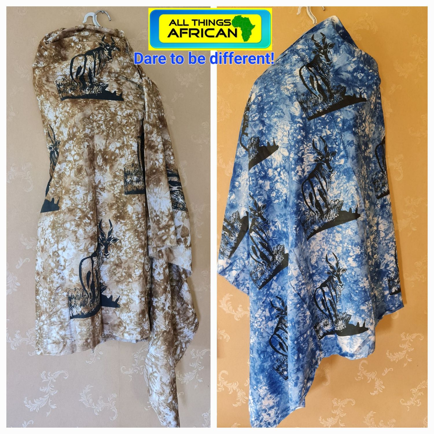 Impala Print Handmade African Tie and Dye Fabric 100% Cotton - Mawingu
