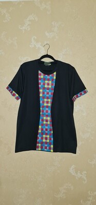 African Print T-Shirt - Black Mix - Size Medium - Msafiri