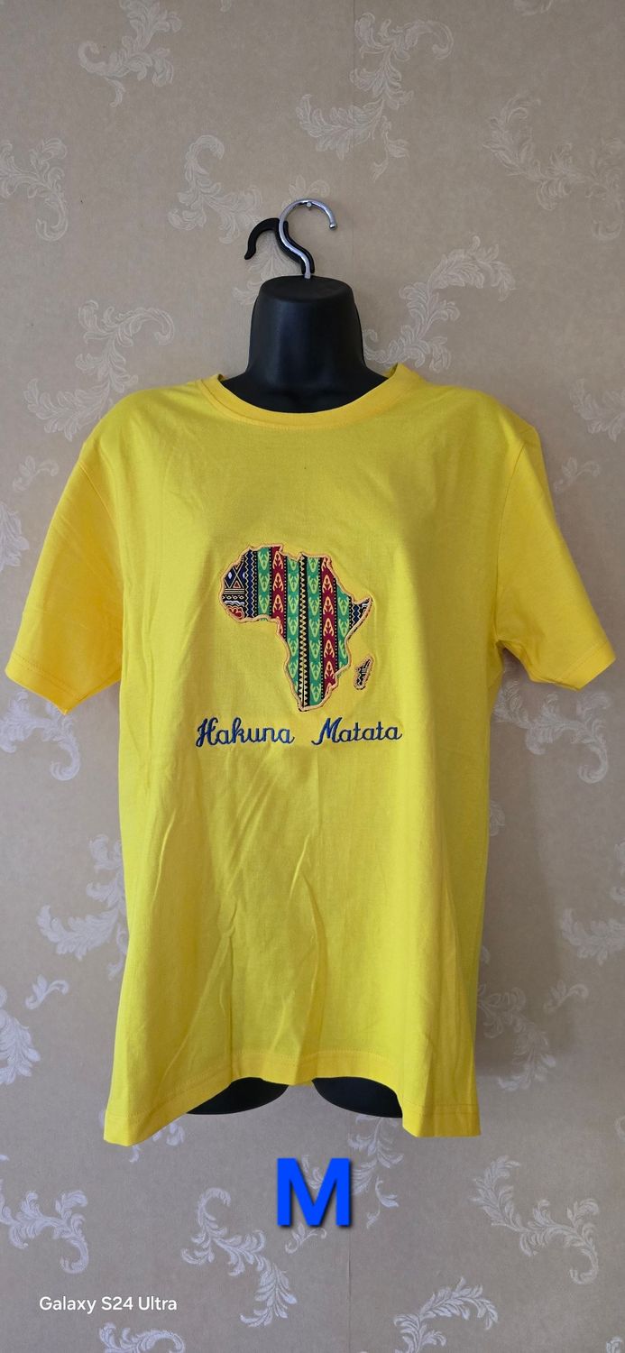 African Print T-Shirt  - Yellow - Size Medium - Mwanahawa