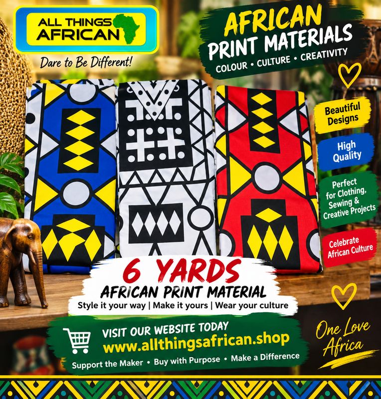 6 Yard African Print Fabric Material | Bold Geometric Ankara Style | £37 Each or 3 for £100 -  Ngola