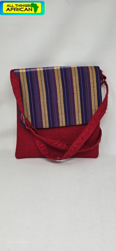 Handmade Cross-Body Laptop Bag - Red Mix