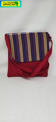Handmade Cross-Body Laptop Bag - Red Mix