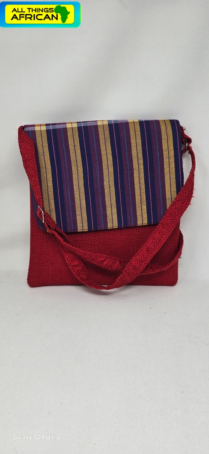 Handmade Cross-Body Laptop Bag - Red Mix
