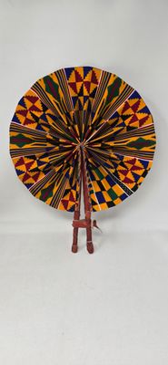 Handmade - Folding Hand Fan - African Print and Leather - Tisa