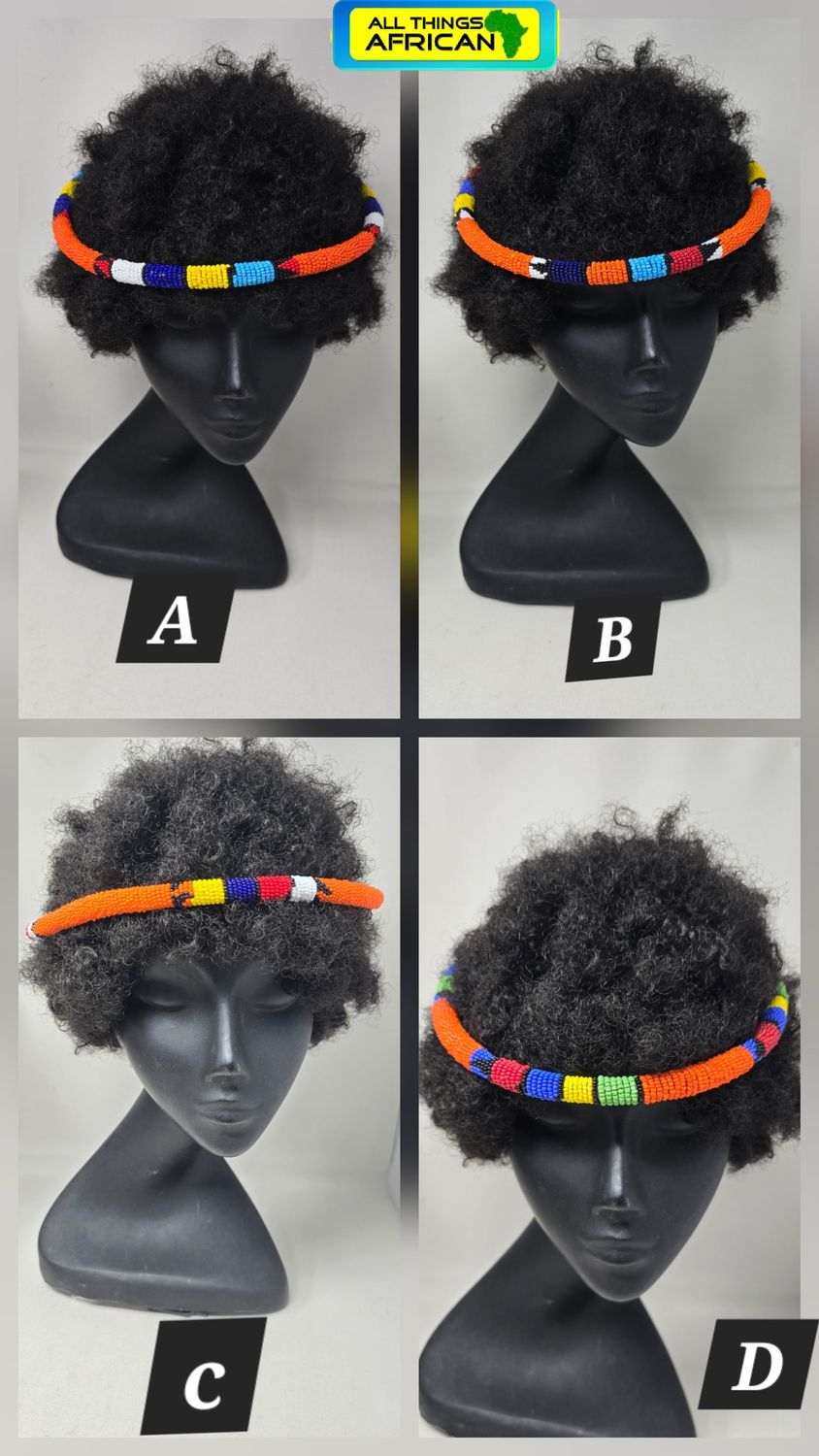 African Beaded Headbands &amp; Necklace | 2 in 1 Handmade African Jewellery | Multicolour Designs - Machule