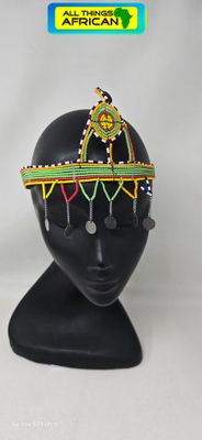 African Beaded Headdress | Handmade Cultural Crown | One of a Kind