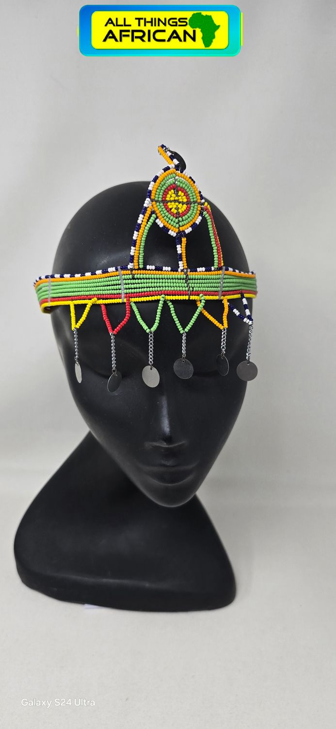 African Beaded Headdress | Handmade Cultural Crown | One of a Kind