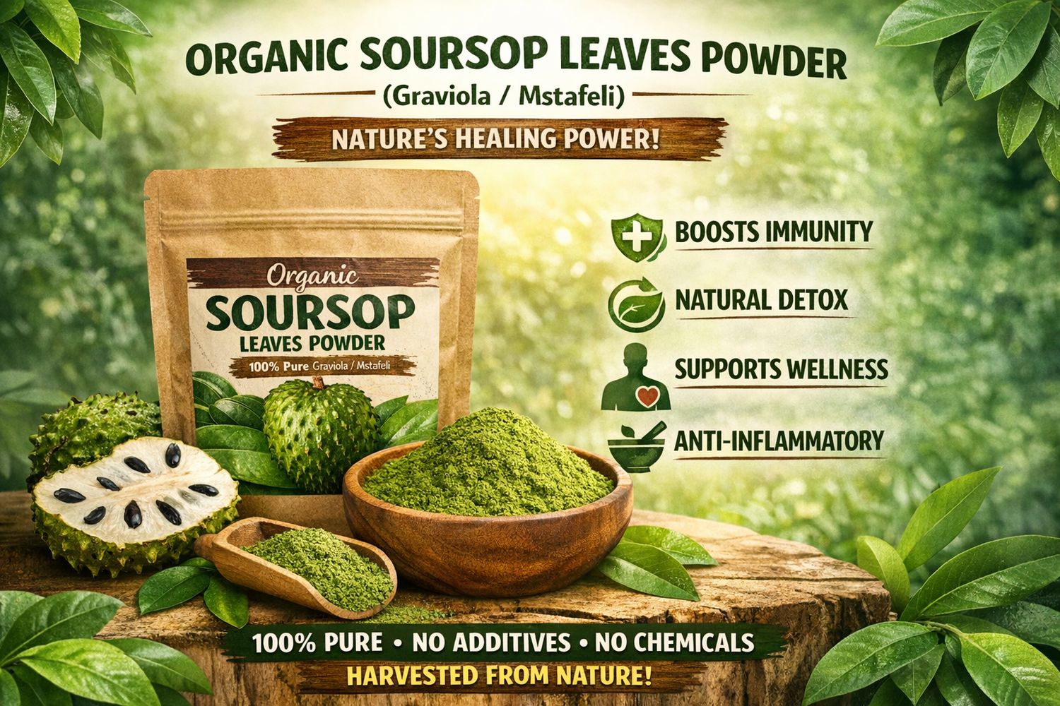 100% Natural Organic Supplements from Africa - Soursop/Graviola Leaves Powder