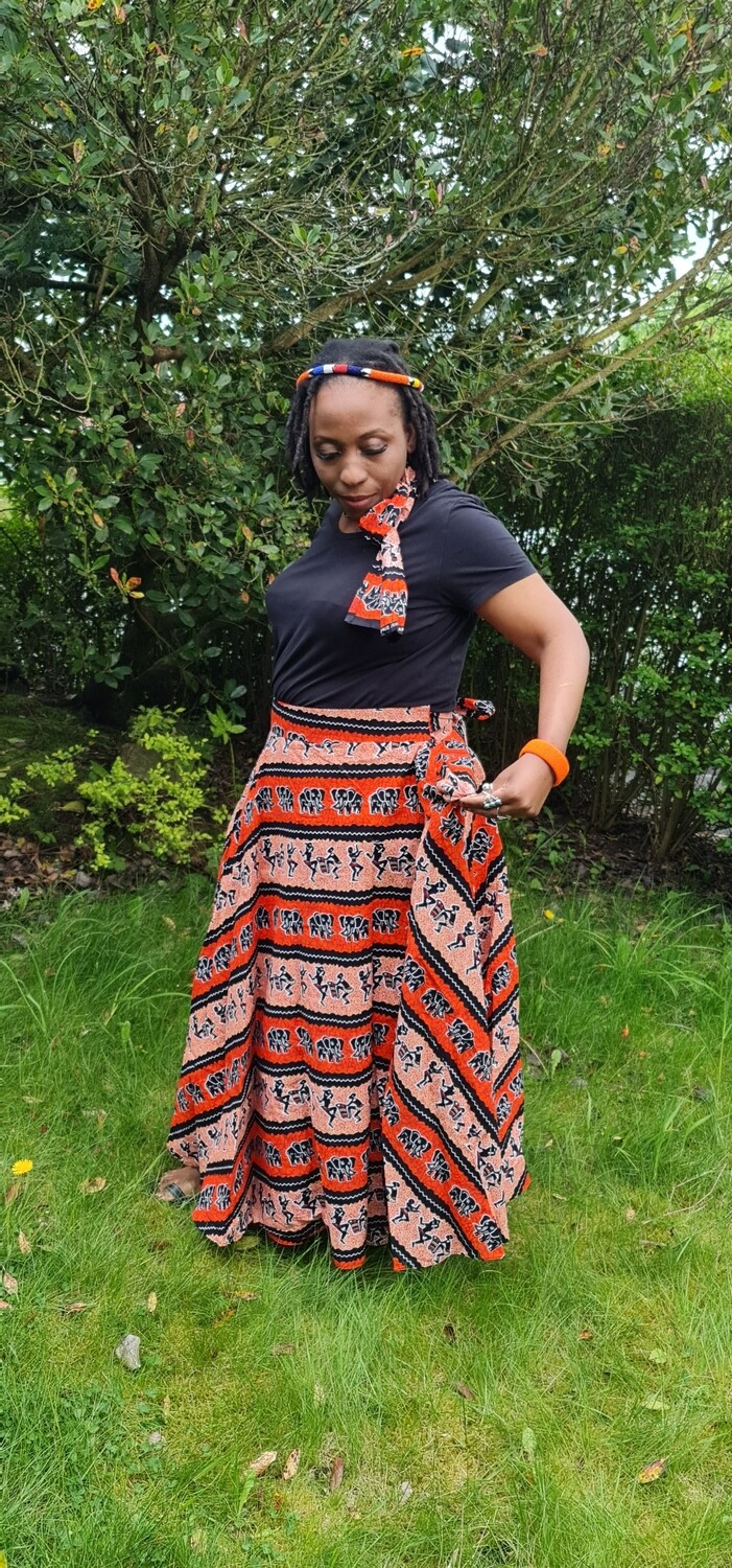 Exclusive Handmade African Full Flare Wrapper Skirt – 6 Yards of Culture &amp; Elegance | £60