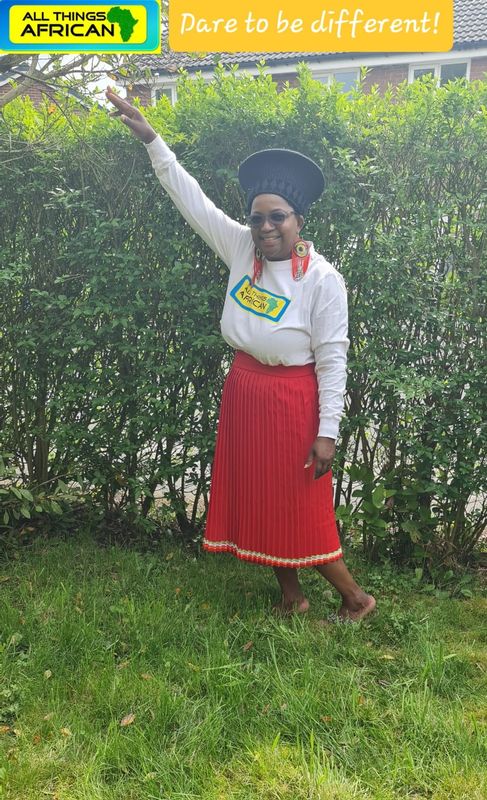 Traditional Zulu Skirt- Red- Wrapper round- length  70cm - Jha