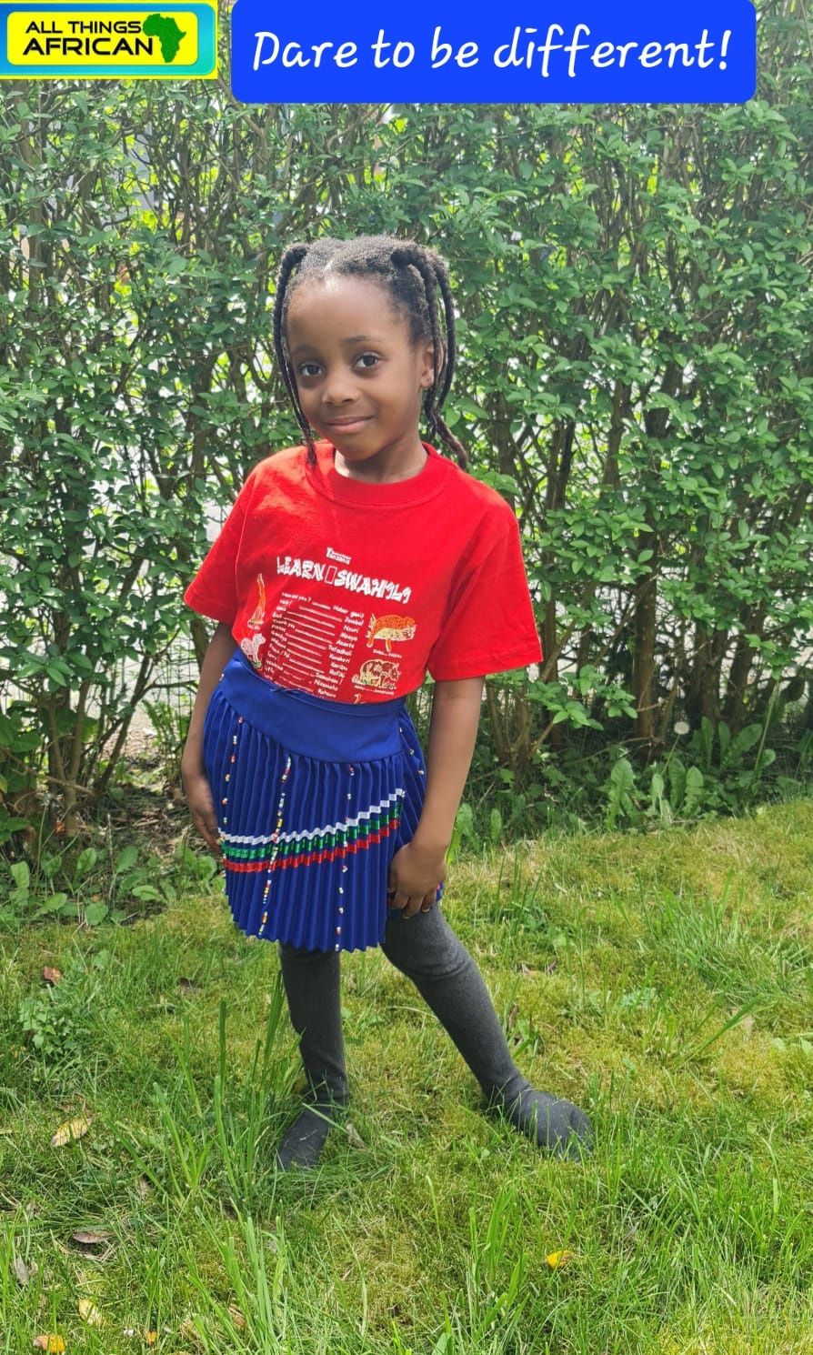 Traditional Zulu Skirt- Blue- Wrapper round- length 36cm