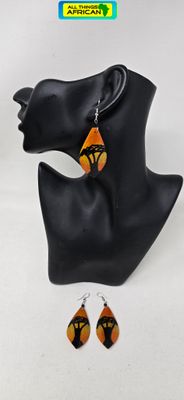 Handmade painted Cow horn Earrings - Angavu