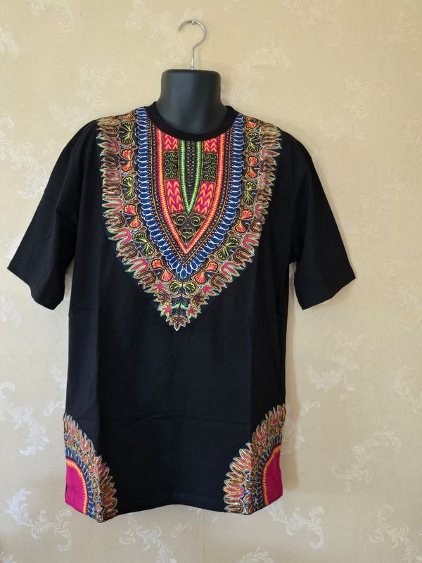 African Print T-Shirt - XXL Black Mix - Senkuku