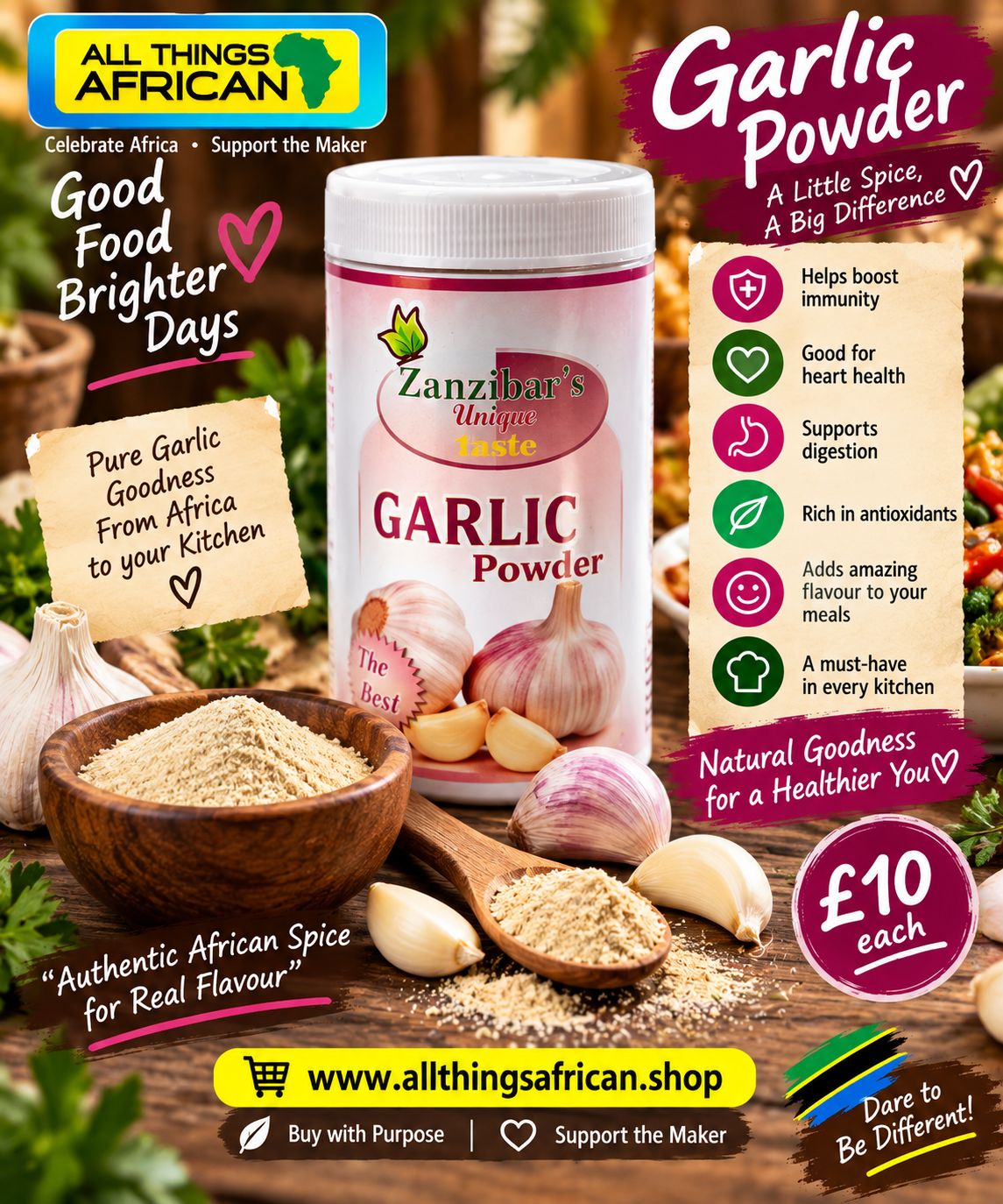 Zanzibar Garlic Powder | Authentic Tanzanian Garlic Seasoning | African Spices UK