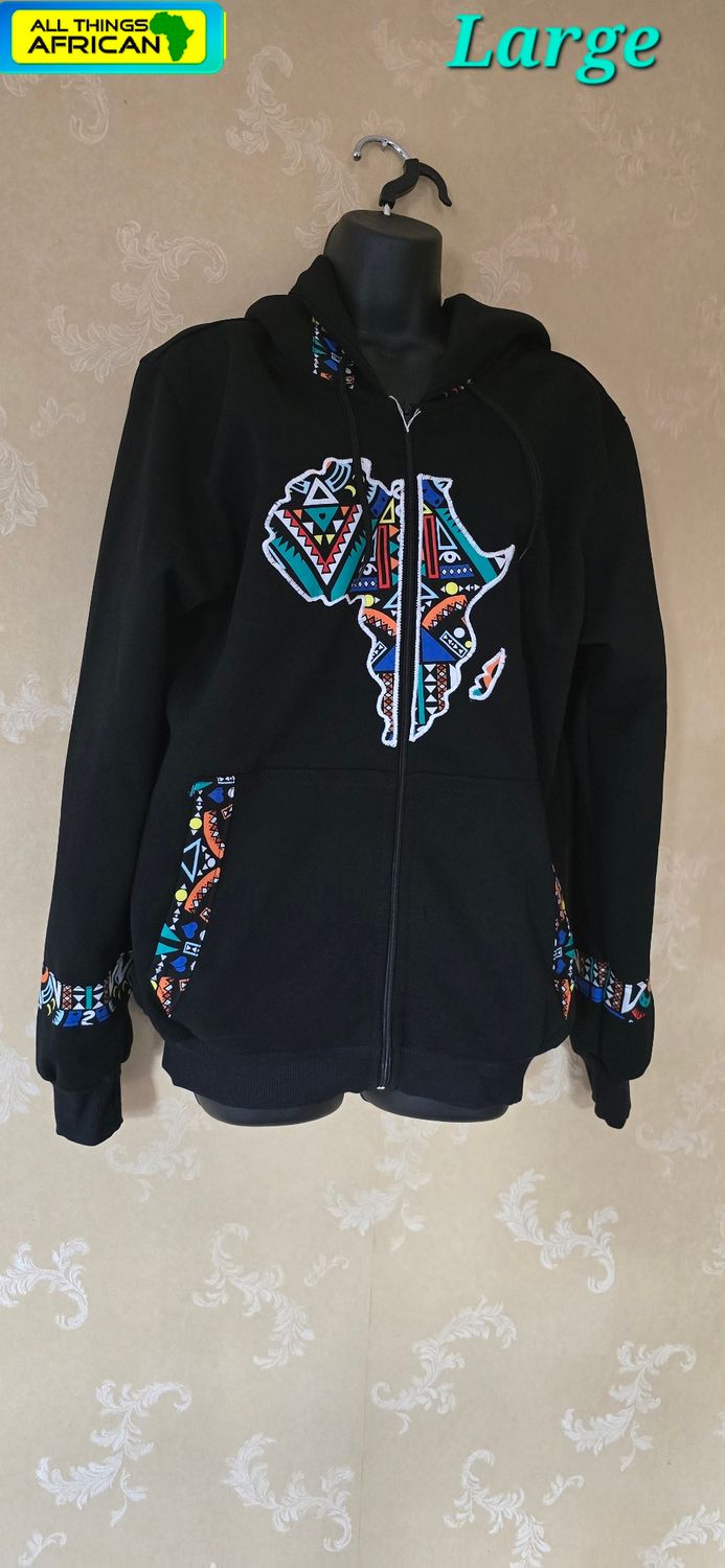 Map of Africa Hoodie - with Zip - black - Size Fit L -  Japa