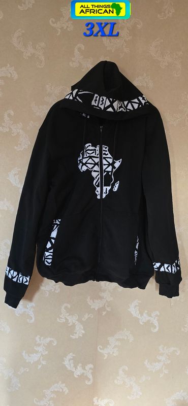 Map of Africa Hoodie Black -Unisex - with Zip - 3XL -  Yote