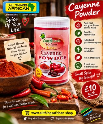 Zanzibar Cayenne Pepper Powder | Authentic Tanzanian Hot Spice | African Spices UK | £10 Each or 3 for £20 - Nne