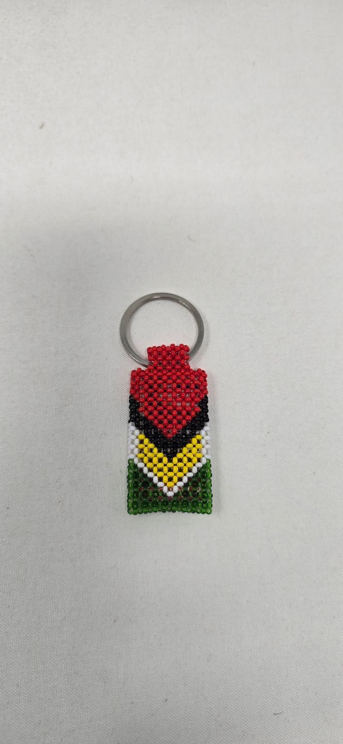 Hand-Beaded Guyana Flag Keyring